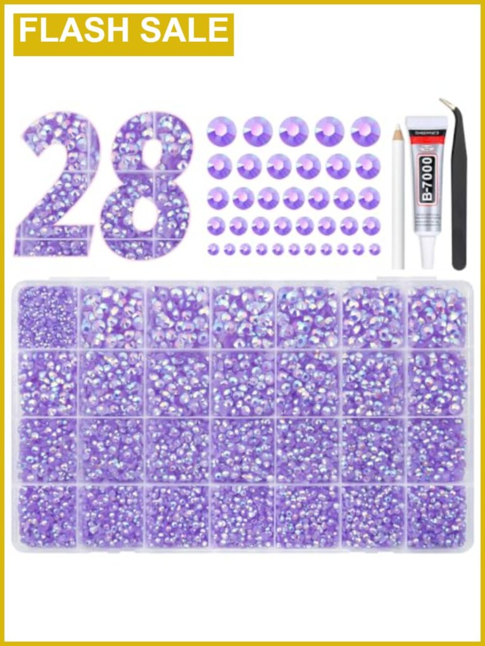Light Purple AB Resin Rhinestones w B7000 Glue Bedazzling Craft Kit